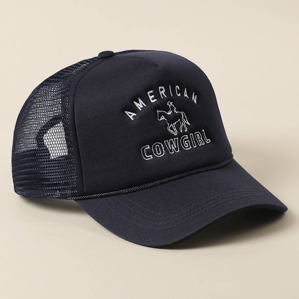 American Cowgirl Embroidery Foam Trucker Hat Red