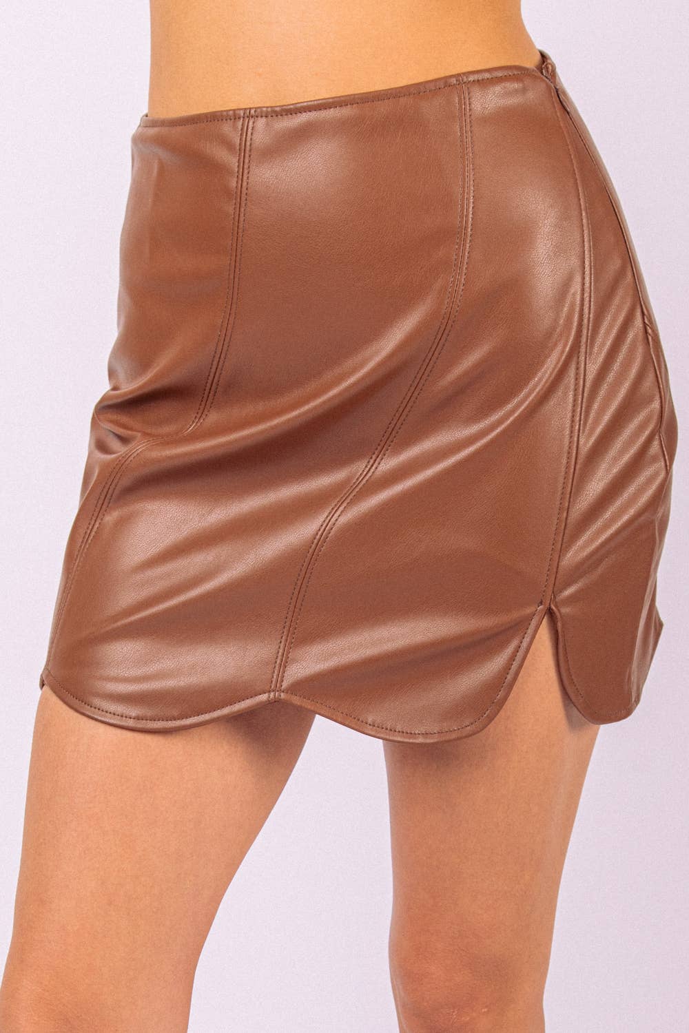 Faux Leather Skirt- Camel