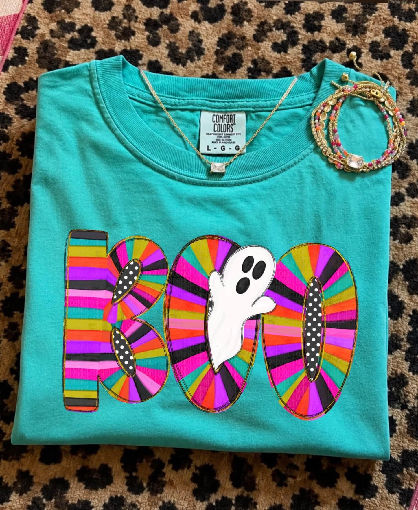 Boo Stripes Halloween Comfort Colors Graphic Tee
