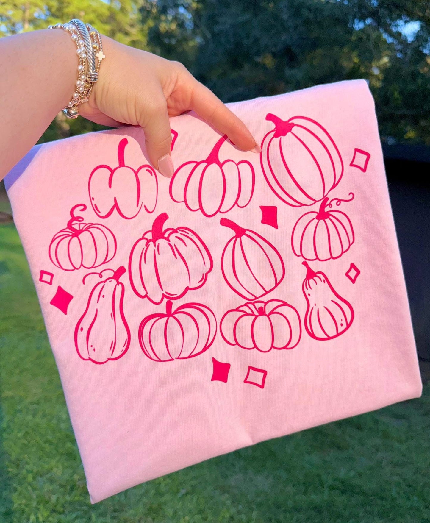 Monochrome Pink Pumpkin Fall Comfort Colors Colorblast Graphic Tee