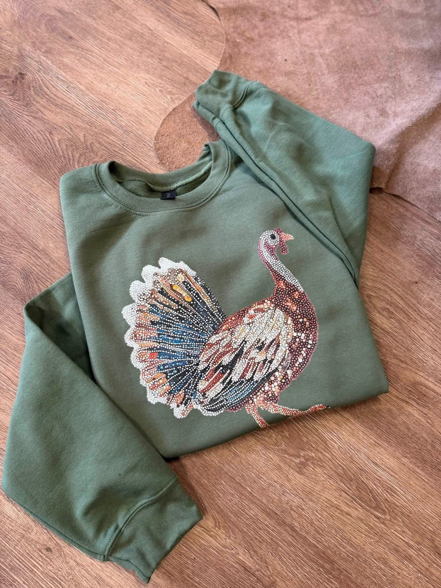Faux Rhinestone Turkey Camo Hunting Sweatshirt