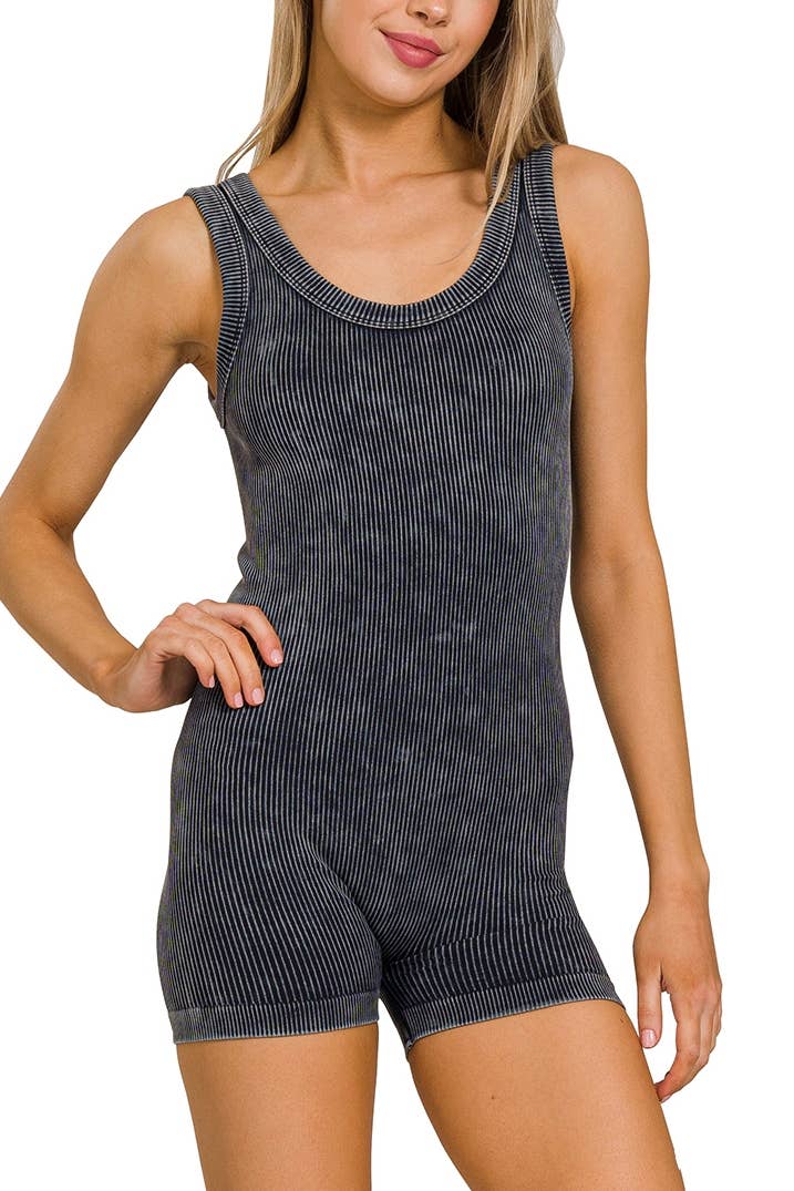 Pink Ribbed Seamless Romper