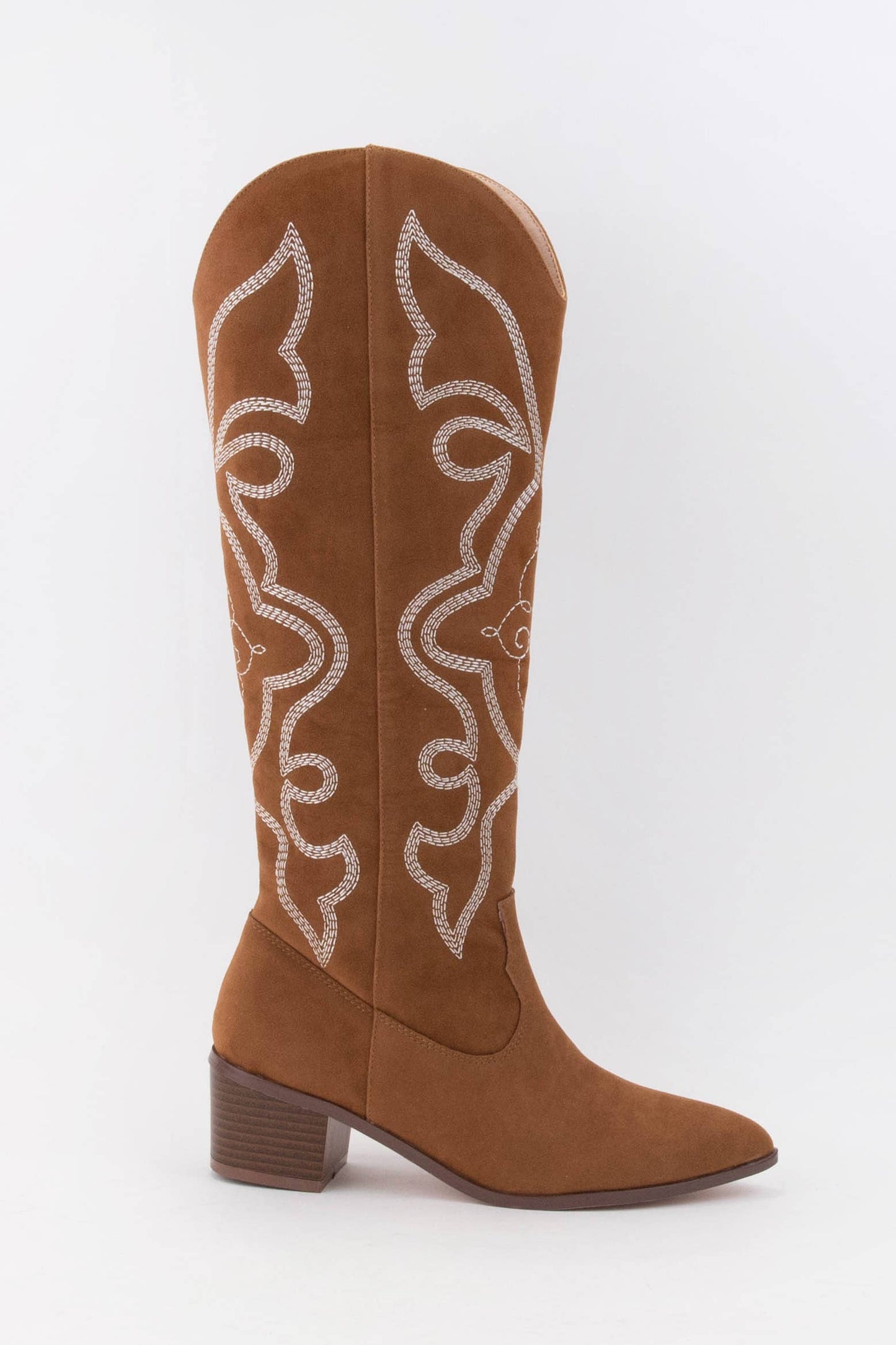 MALENA EMBROIDERED WESTERN TALL BOOTS BLACK