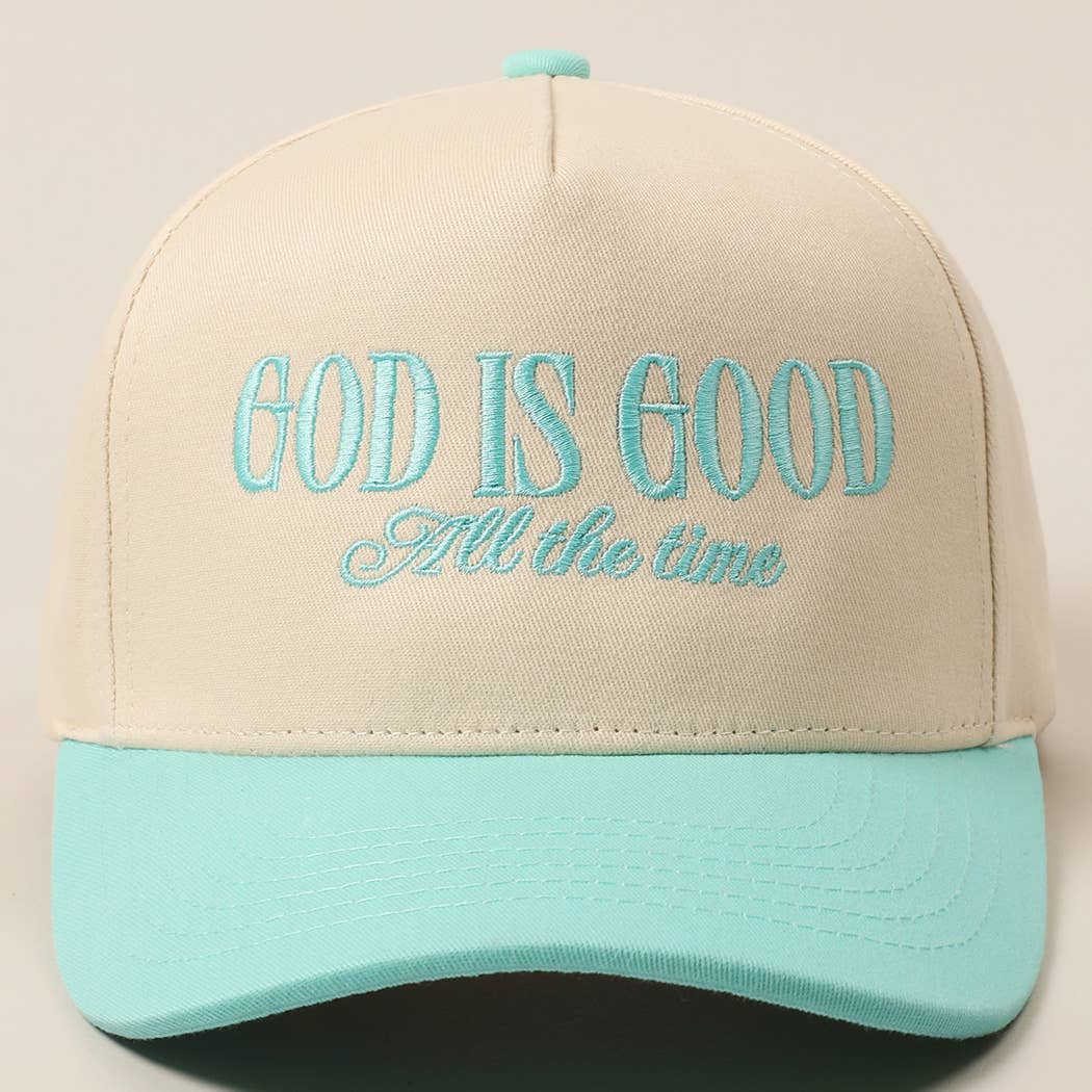 God Is Good All The Time Embroidery Trucker Hat Mint
