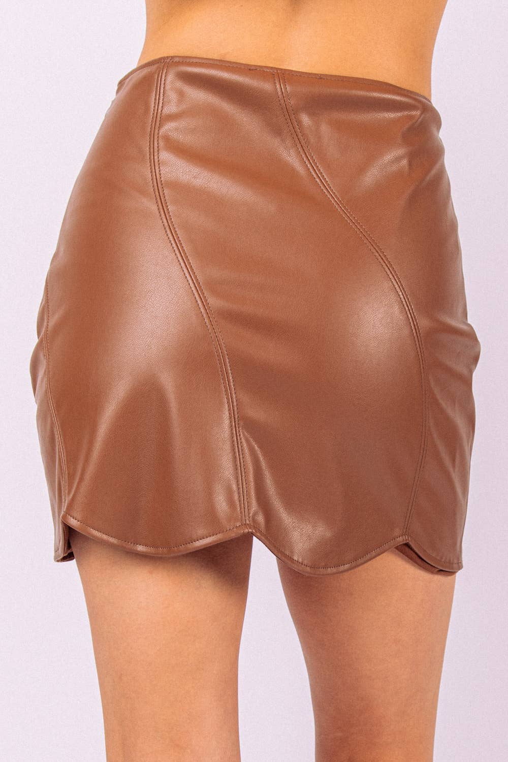 Faux Leather Skirt- Camel