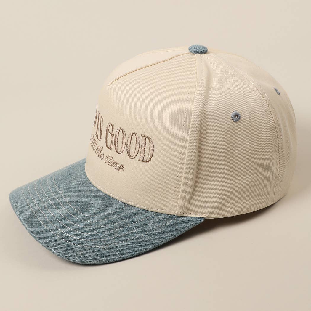 God Is Good All The Time Embroidery Trucker Hat Mint