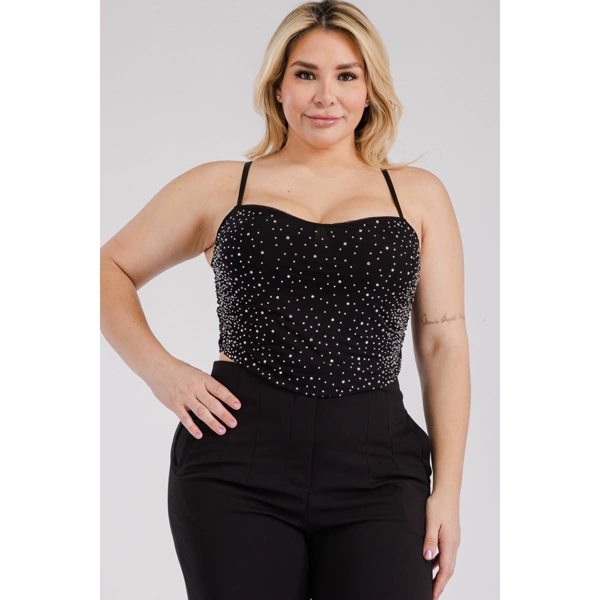 Rhinestone Mesh Tank
