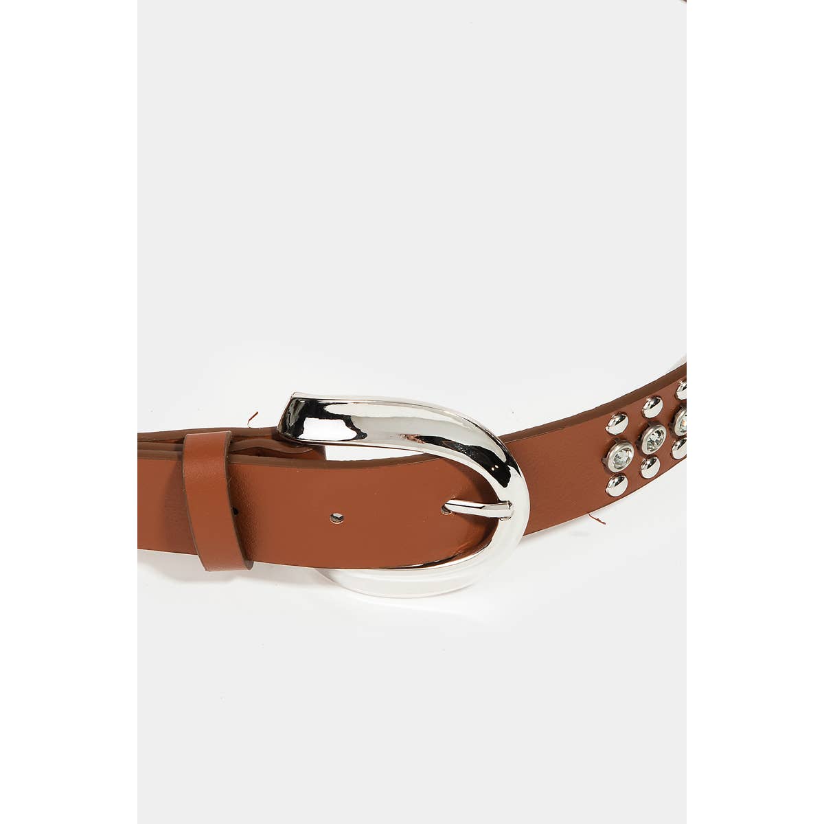 Stud Rhinestone Faux Leather Belt Black