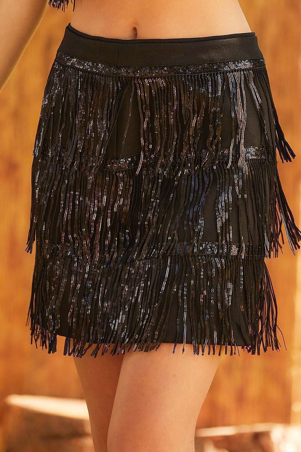 Sequin Fringe Skirt Pink