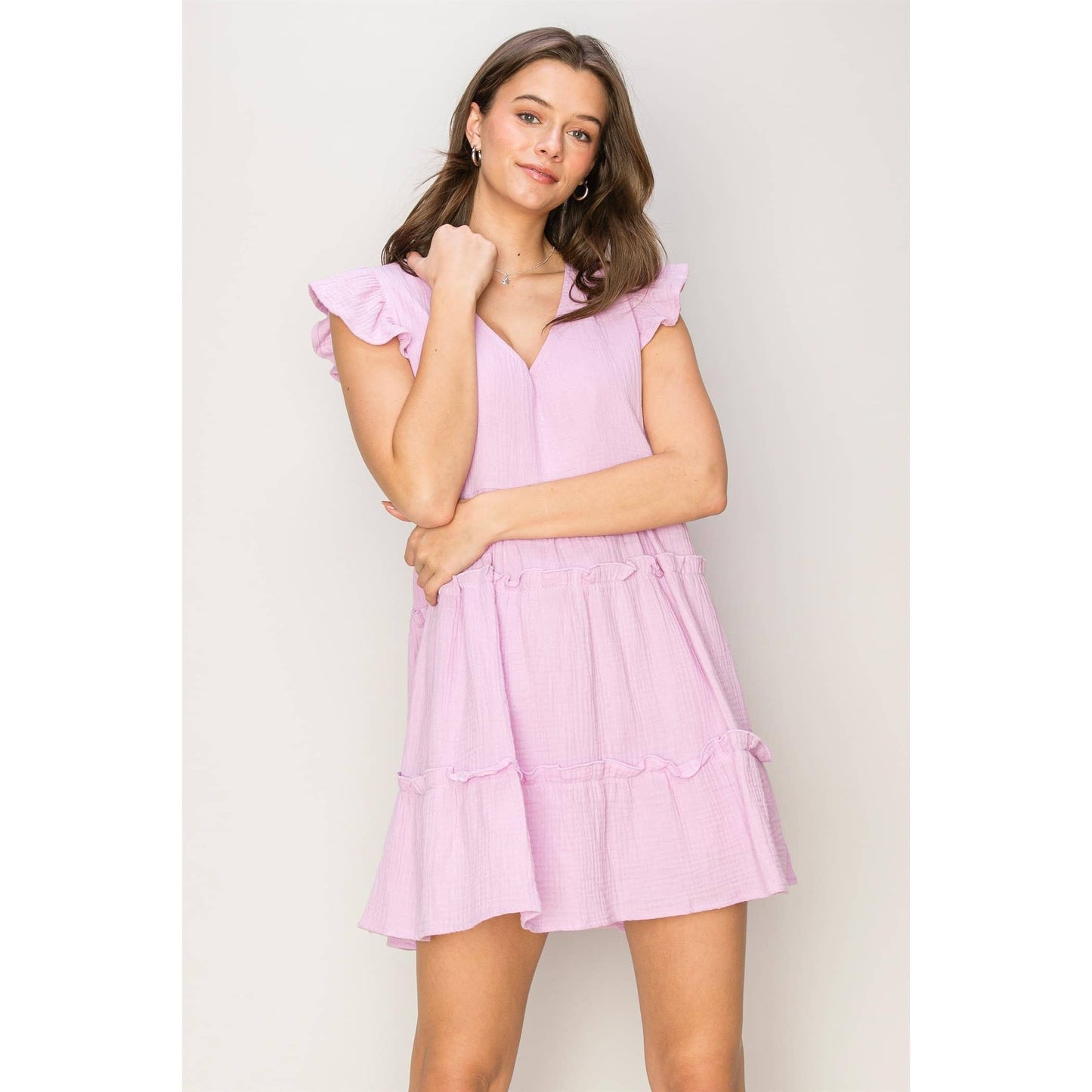 TIERED MINI DRESS LAVENDER