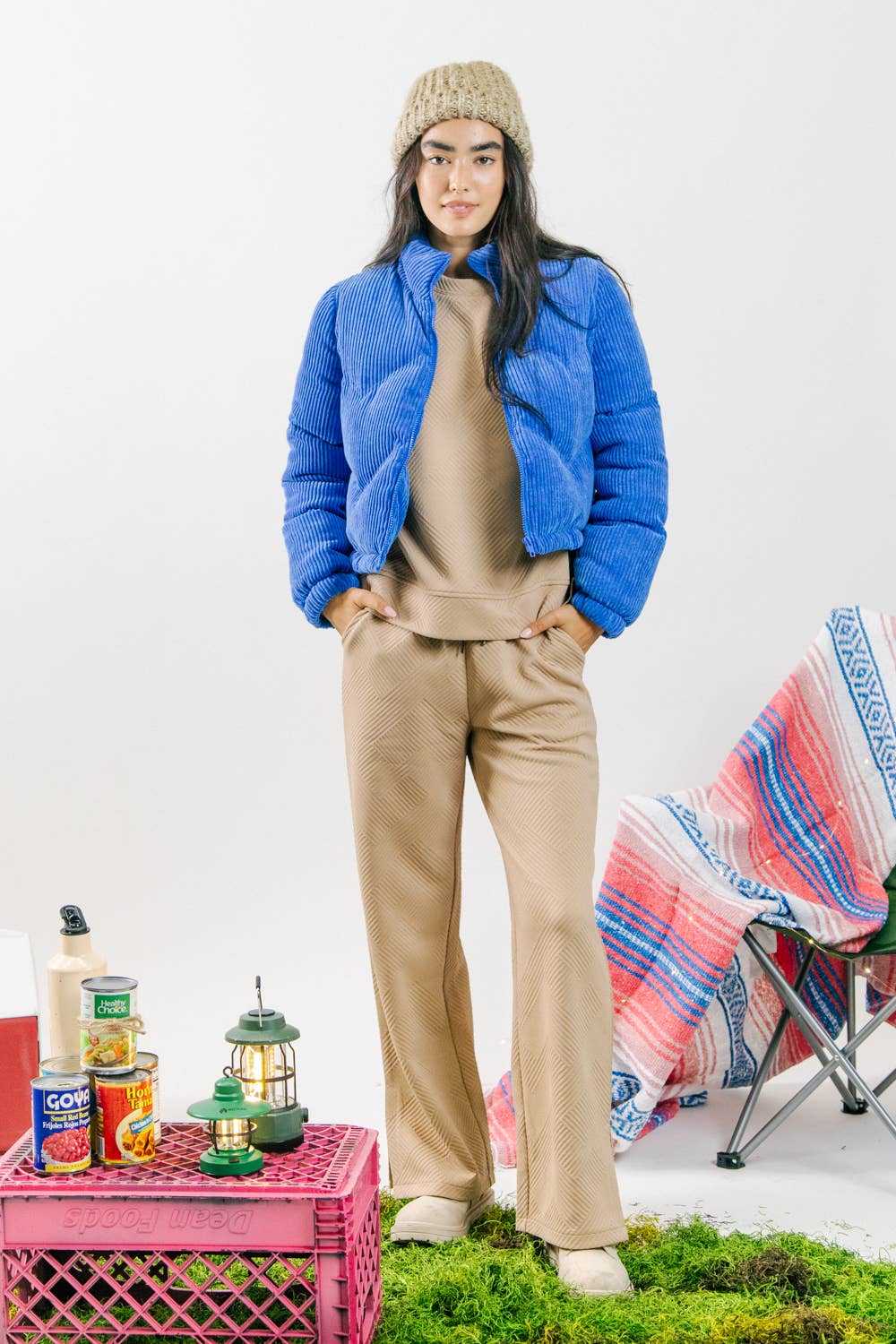 Corduroy Pink Puffer Jacket