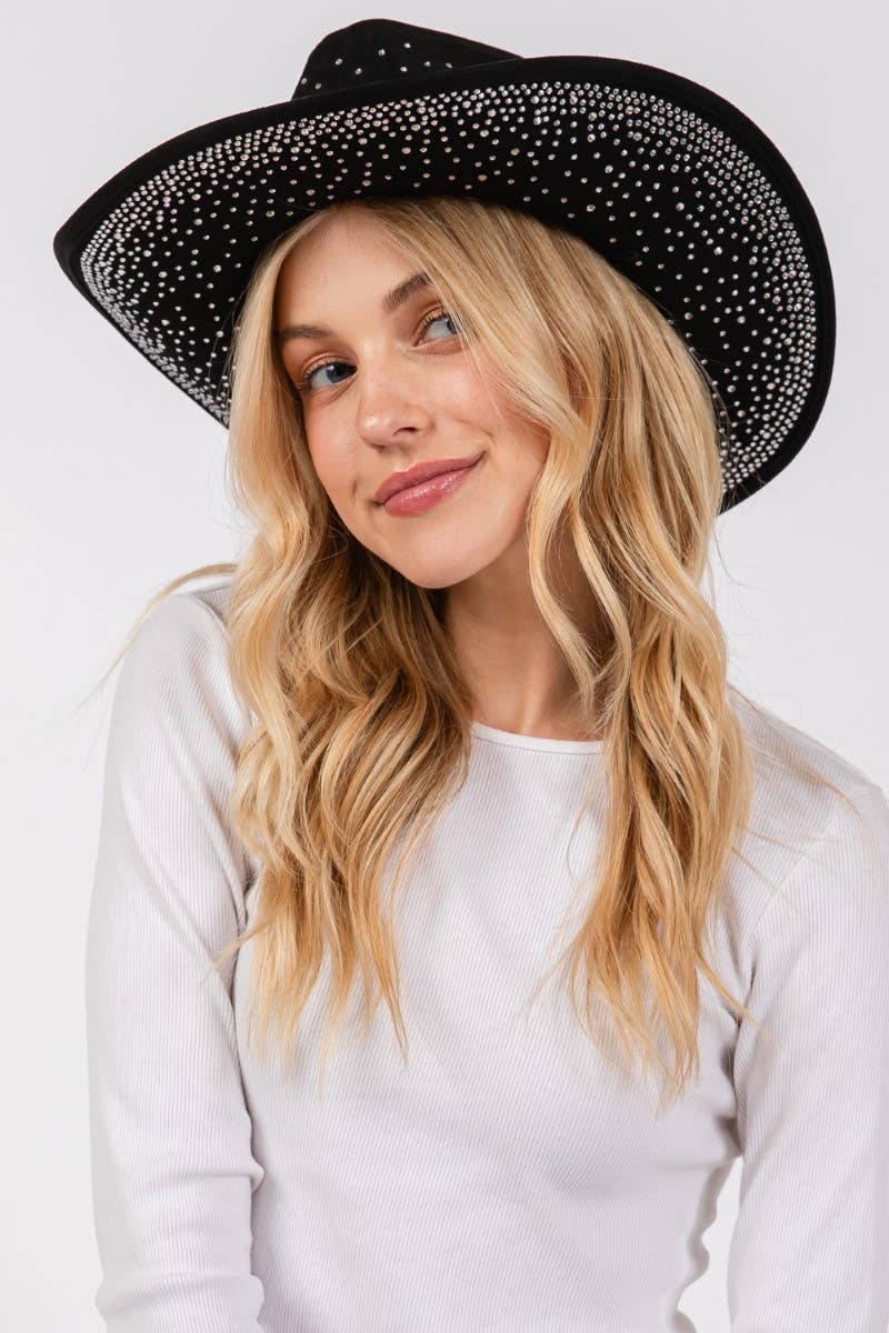 Studded Pattern Cowboy Hat Black