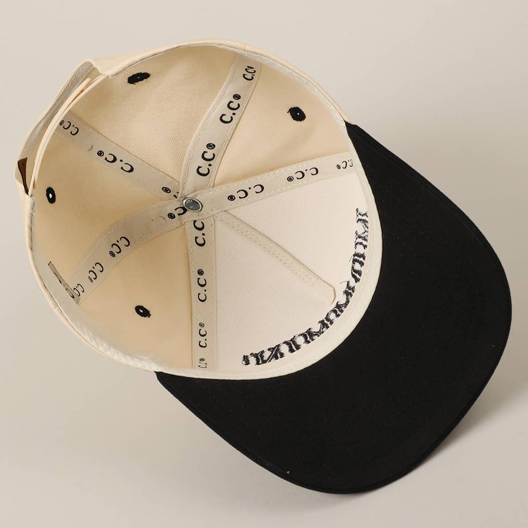 MOMMIN' Letter Embroidery Two-Tone Trucker Hat: Black