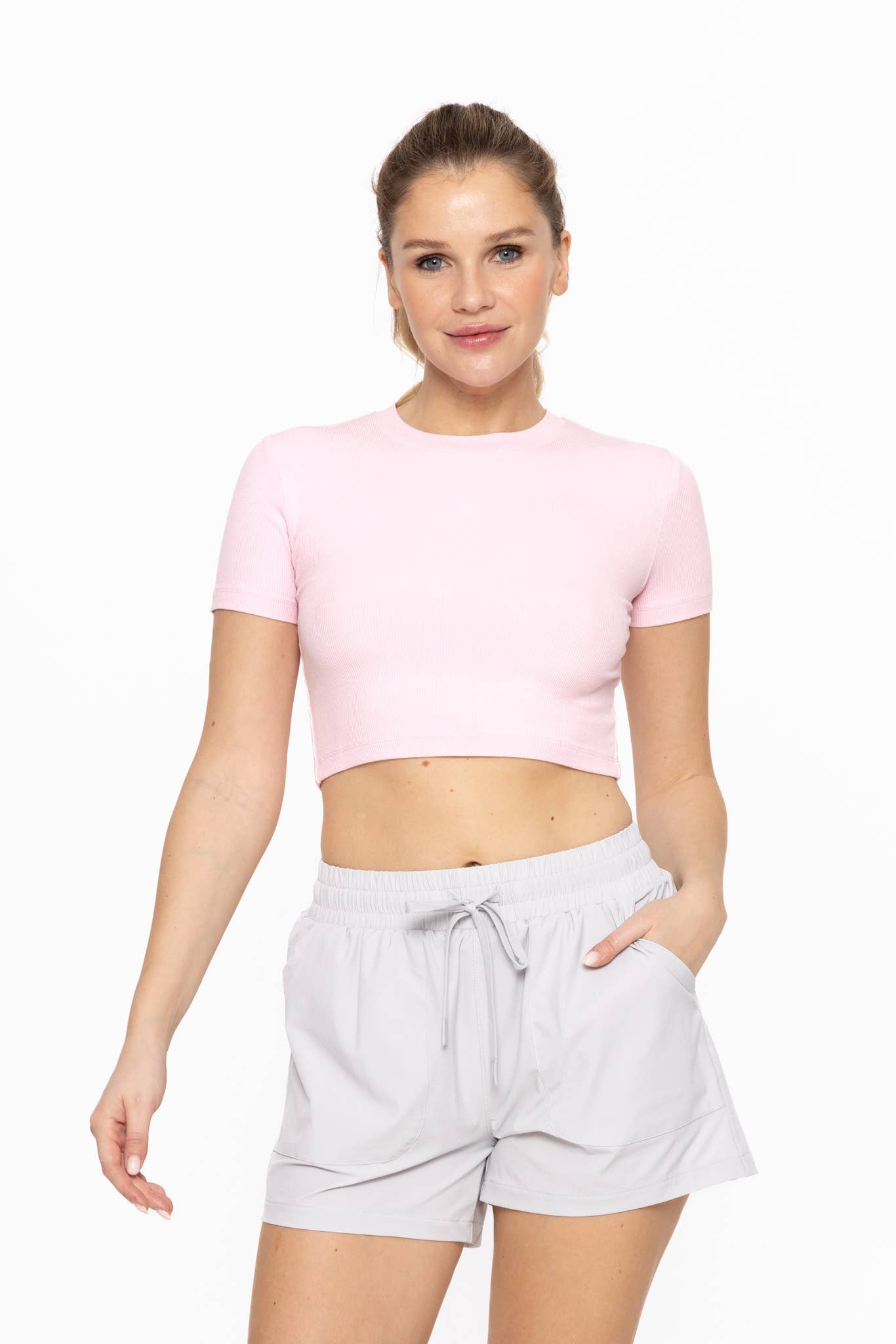 Micro-Ribbed Athleisure Tee PINK