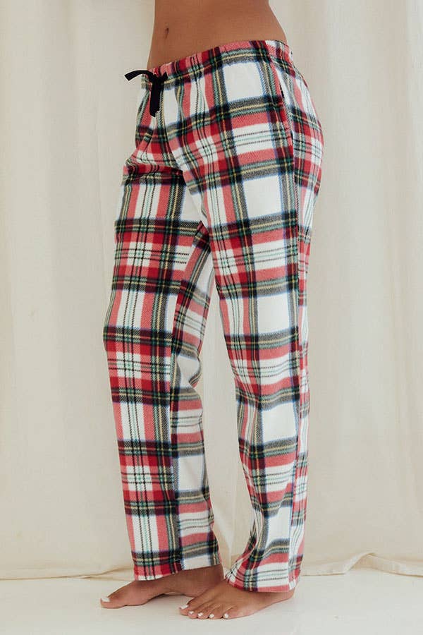 Plaid Fleece Pants White/Red