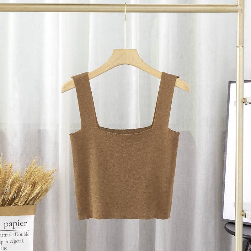 Knit Crop Top Khaki