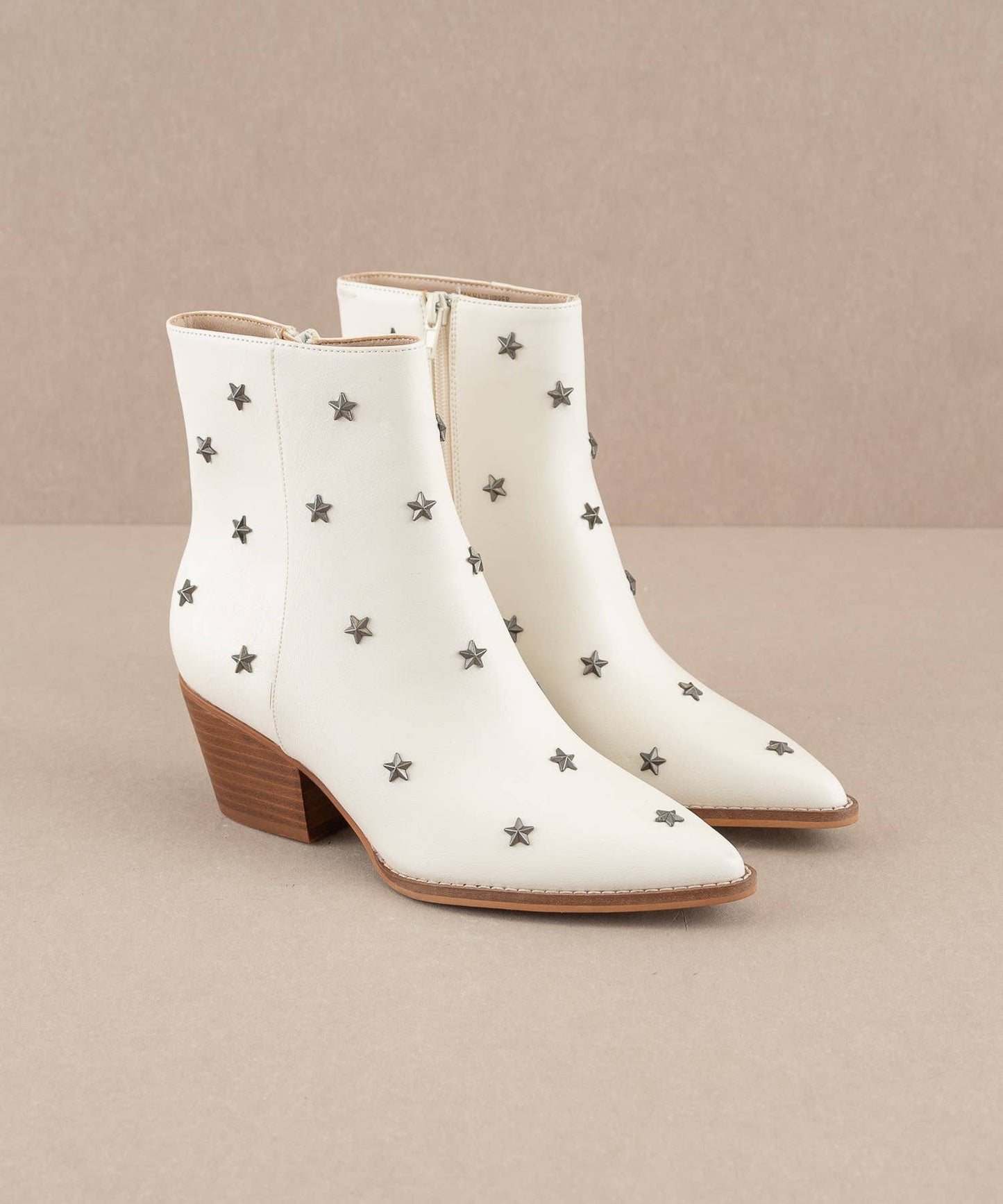 Metal Star Studded Boot White