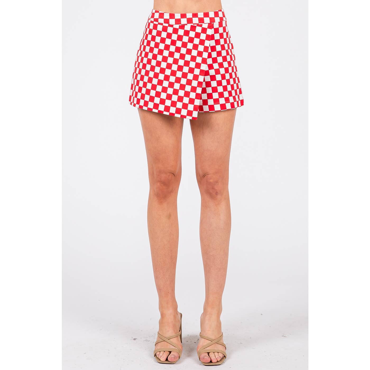 Red CHECKERED SKORT