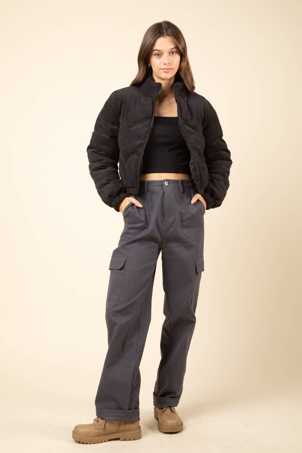 Corduroy Puffer Black