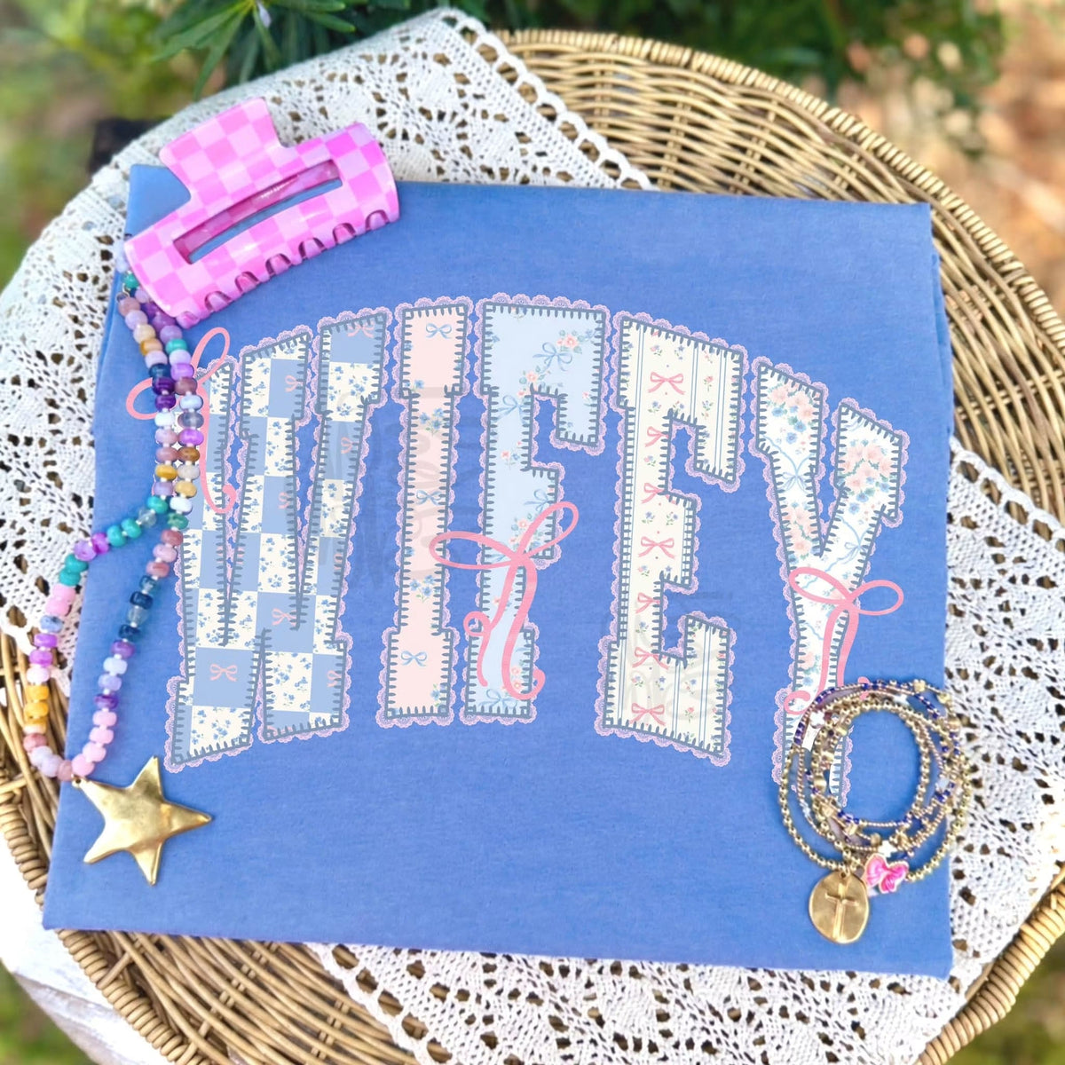 Wifey Floral Trendy Graphic Tee Comfort Colors