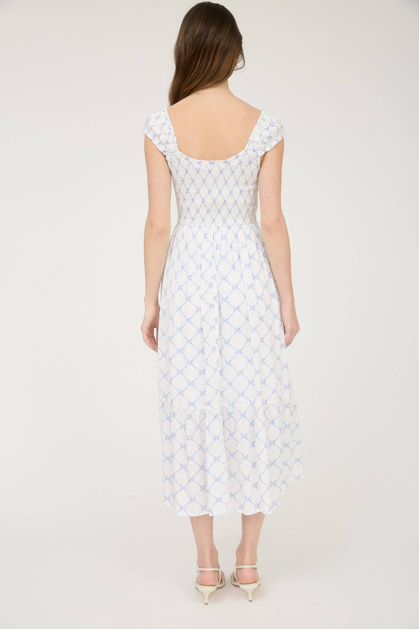 BOW PATTERN DRESS BLUE