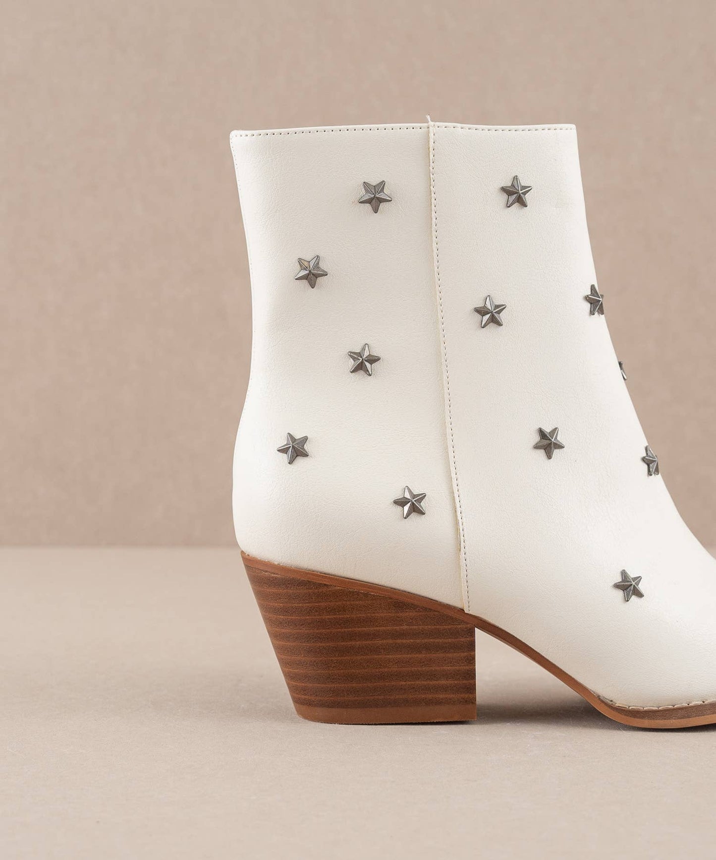 Metal Star Studded Boot White