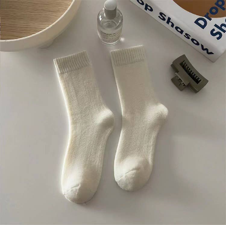Ladies Inside Velvet White Socks