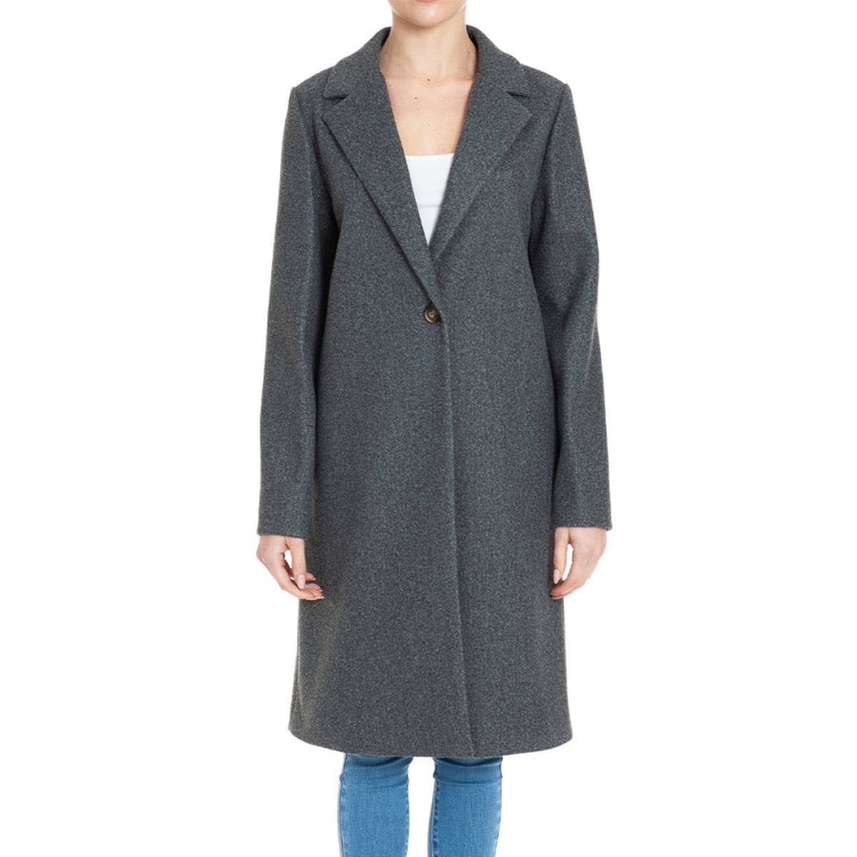 FAUX WOOL LONG COAT BLACK