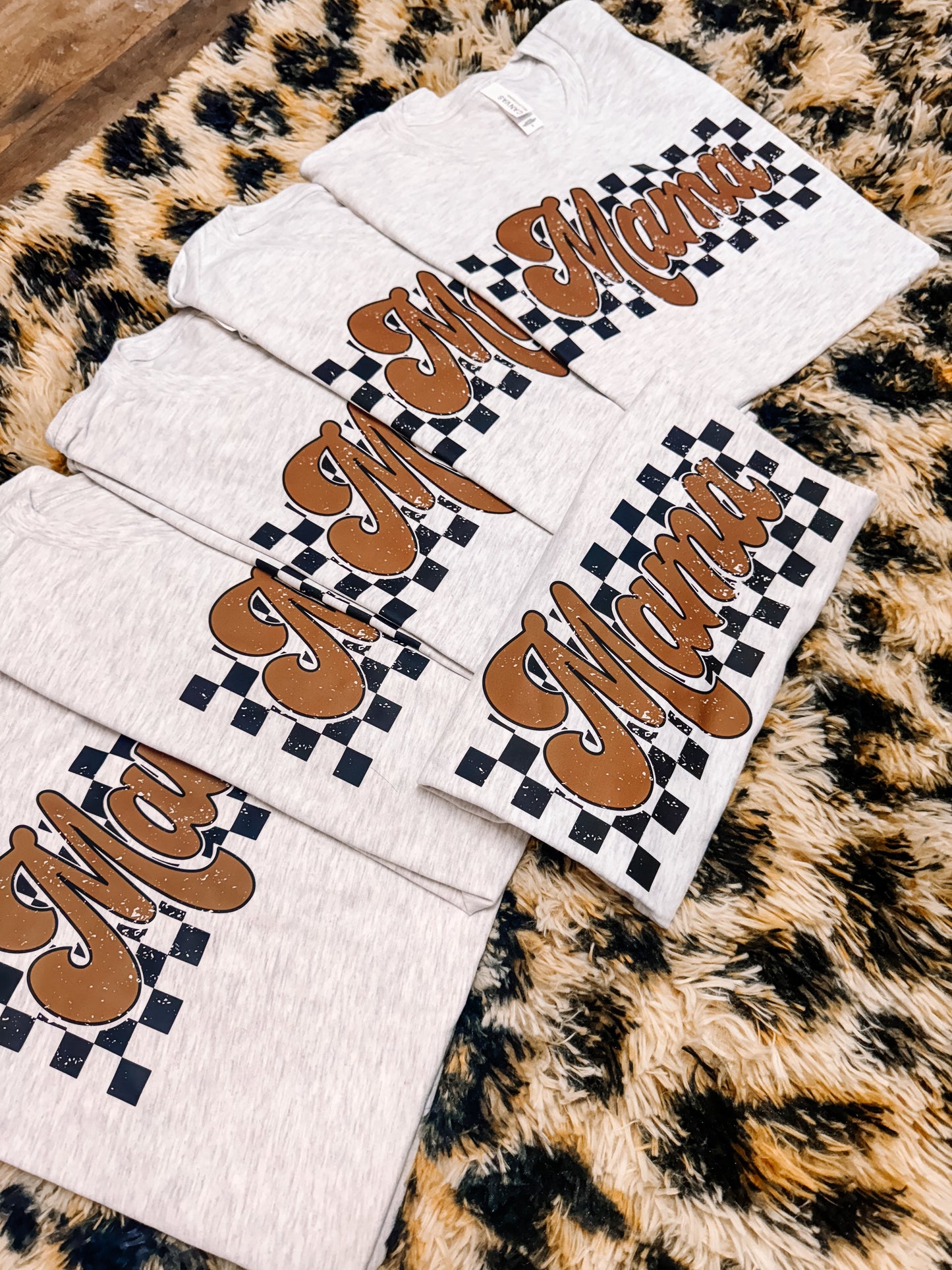 Brown Checkered Mama Tee