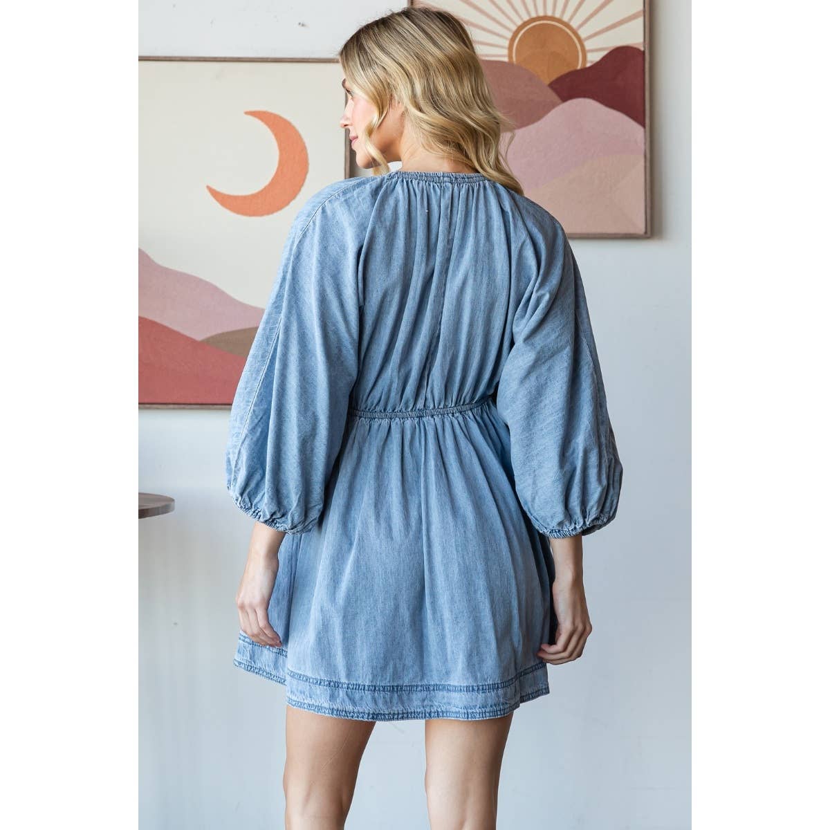 V-neck Denim Dress