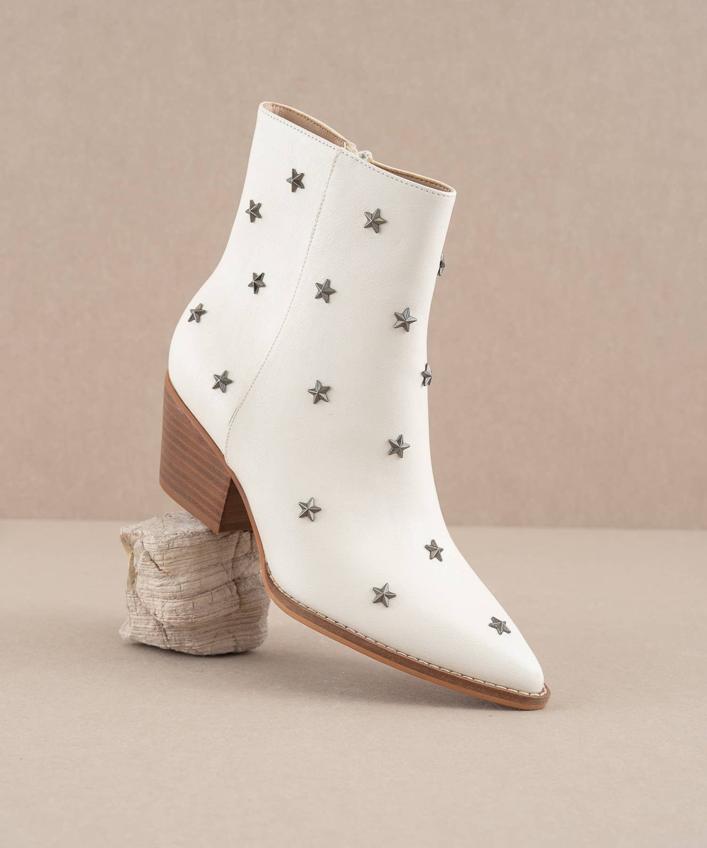 Metal Star Studded Boot White