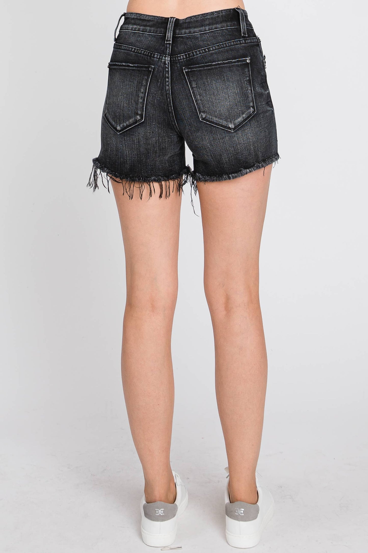 Black Distressed Shorts