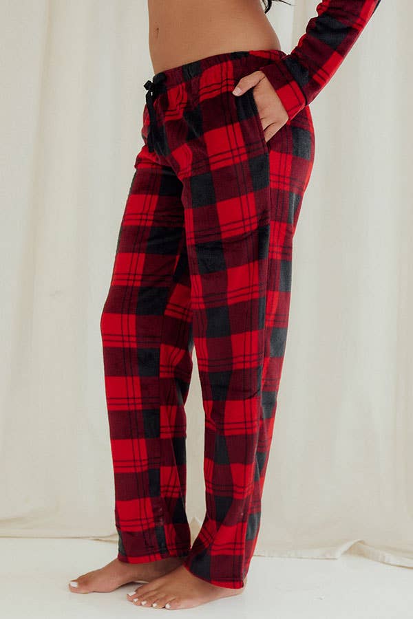 Plaid Fleece Pants Red/Black