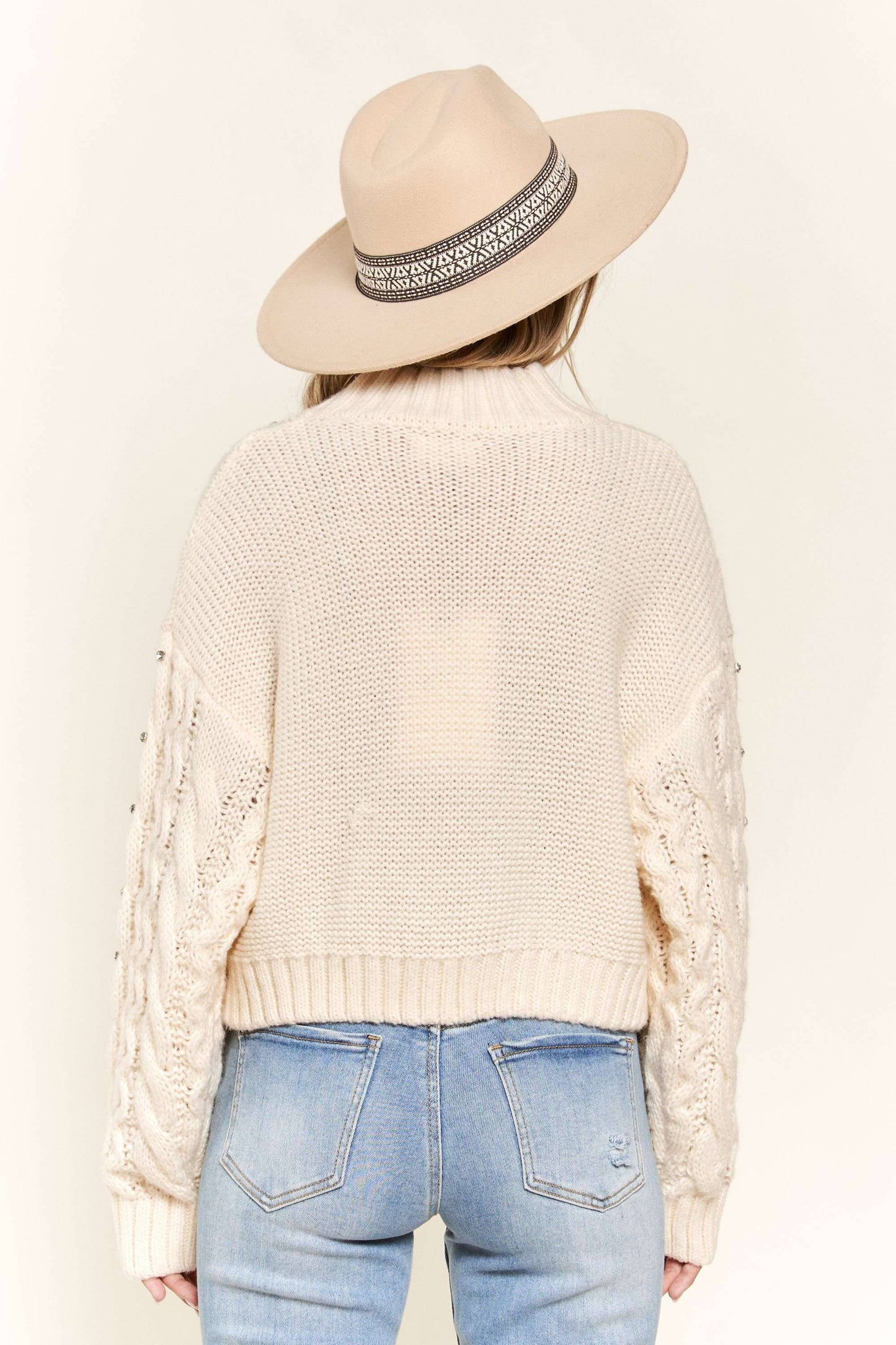 Sweater with Rhinestone’s- Beige