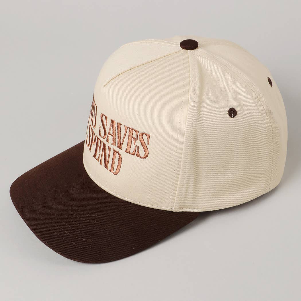 JESUS SAVES I SPEND Embroidery Trucker Hat: HOT PINK