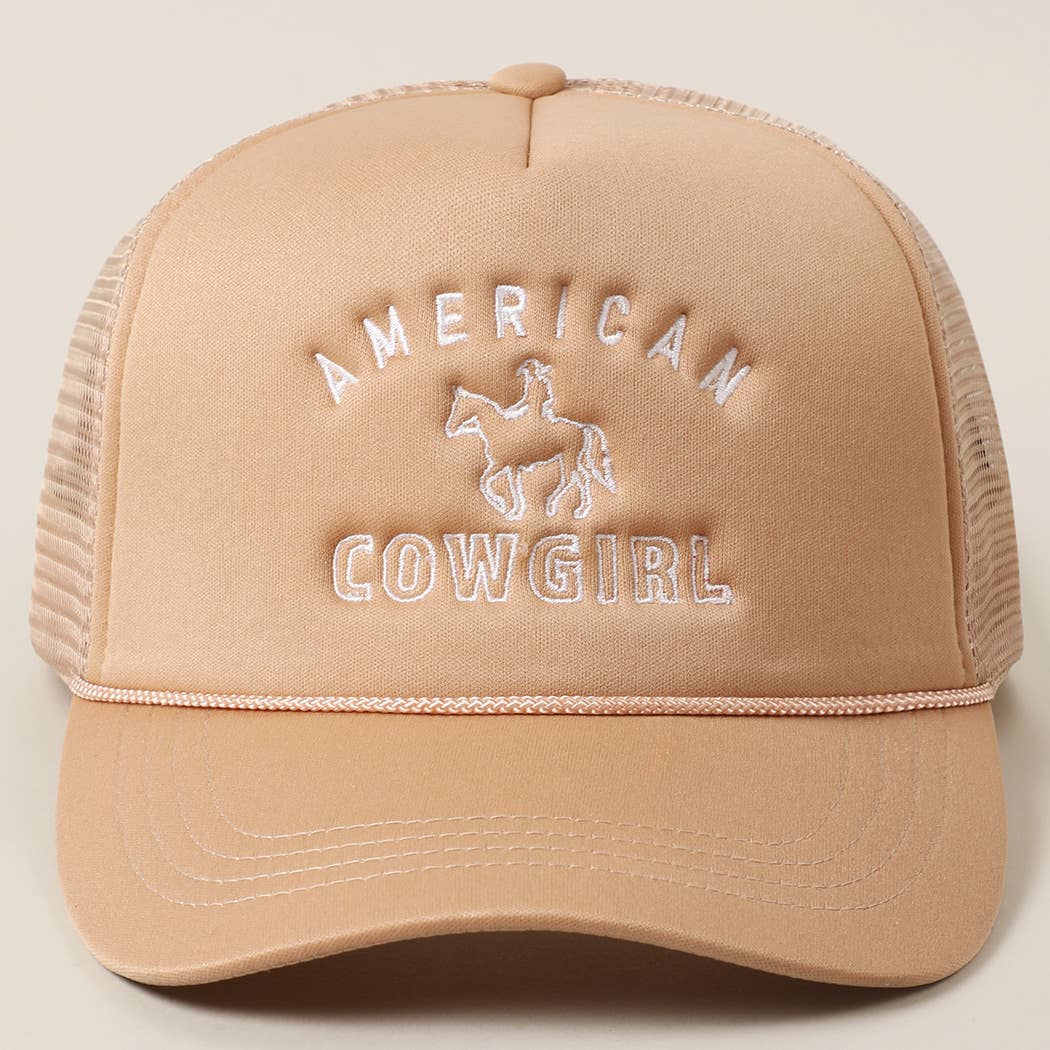 American Cowgirl Embroidery Foam Trucker Hat Red