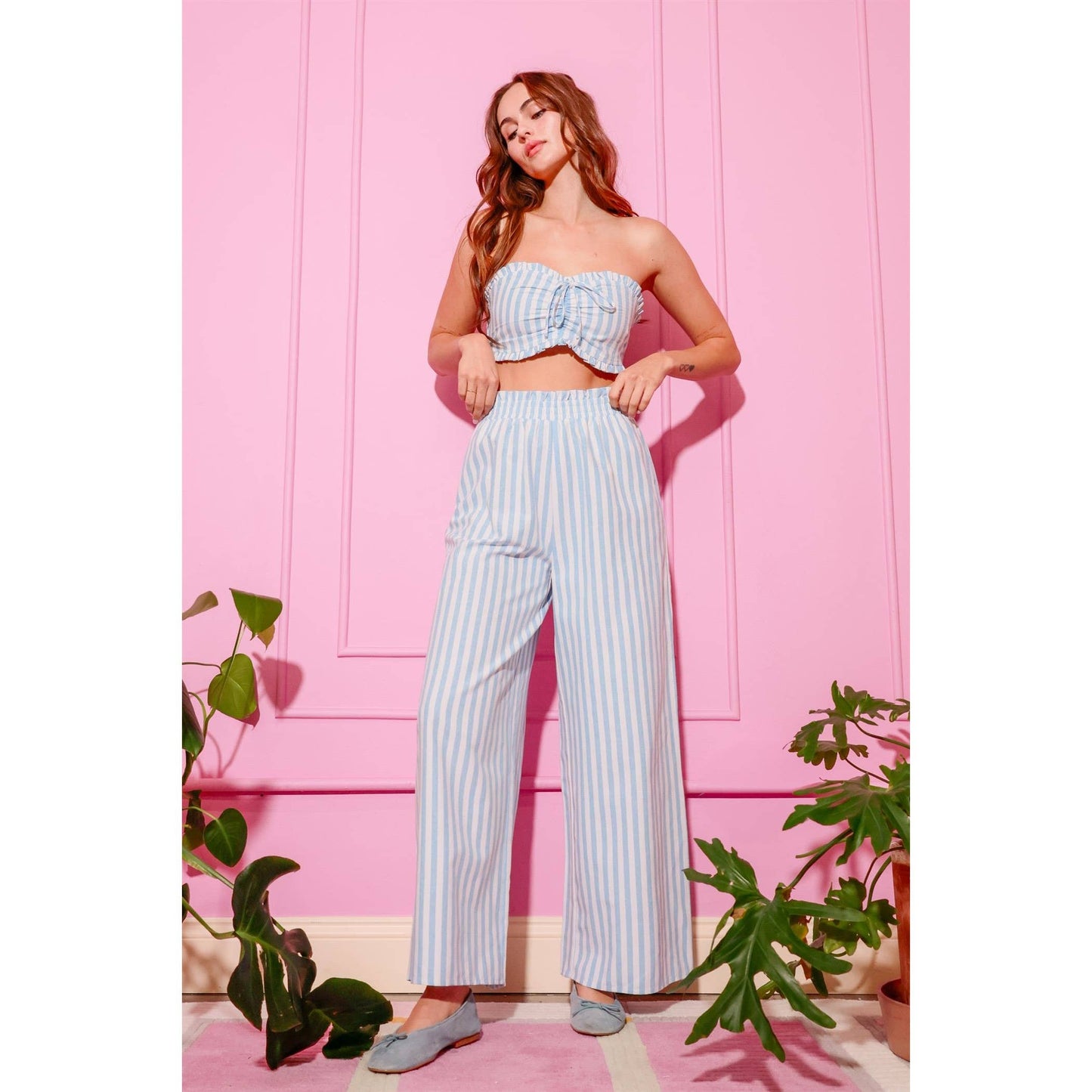 Striped Top And Pants Set
