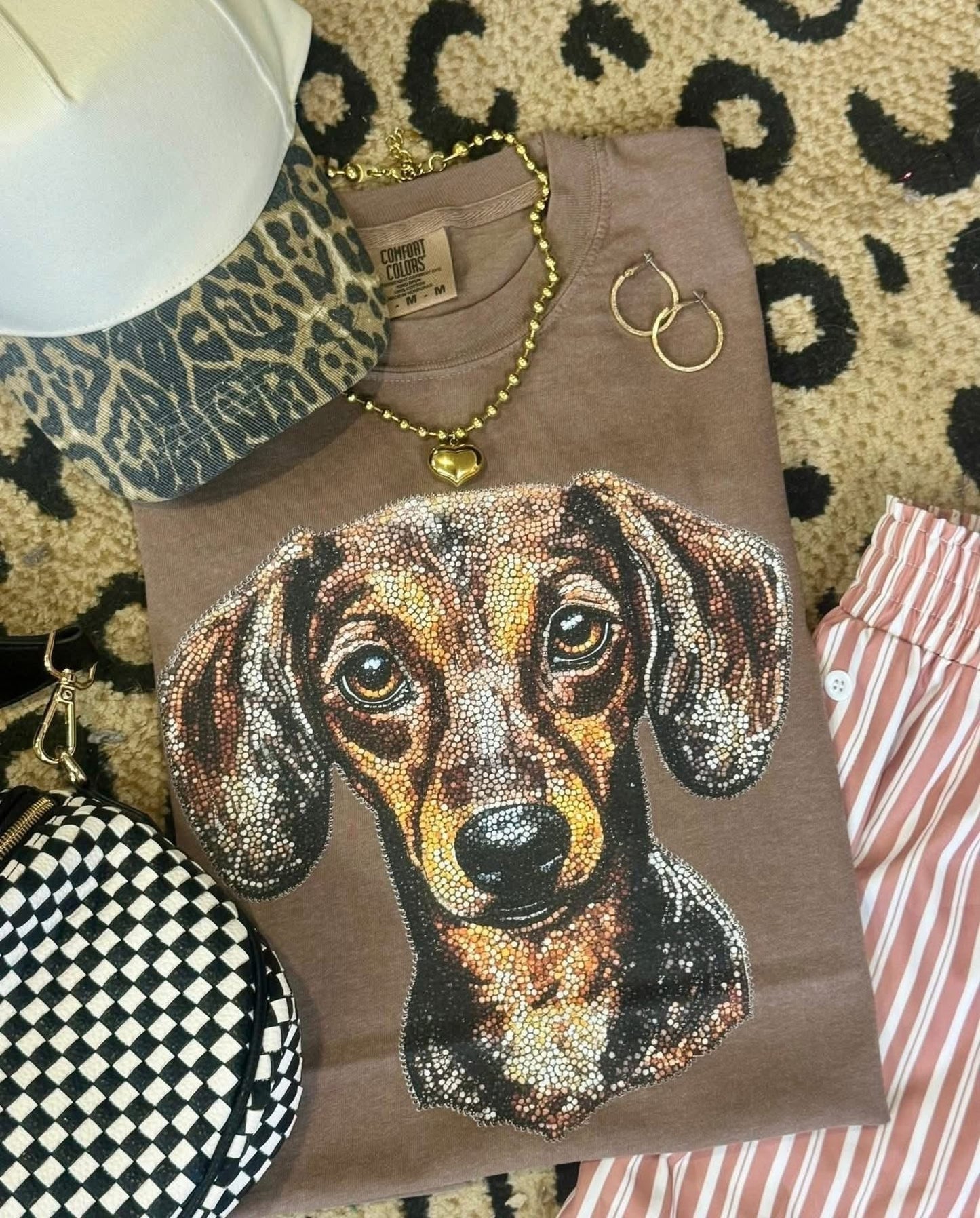 Faux Rhinestone Dachshund Comfort Colors Colorblast