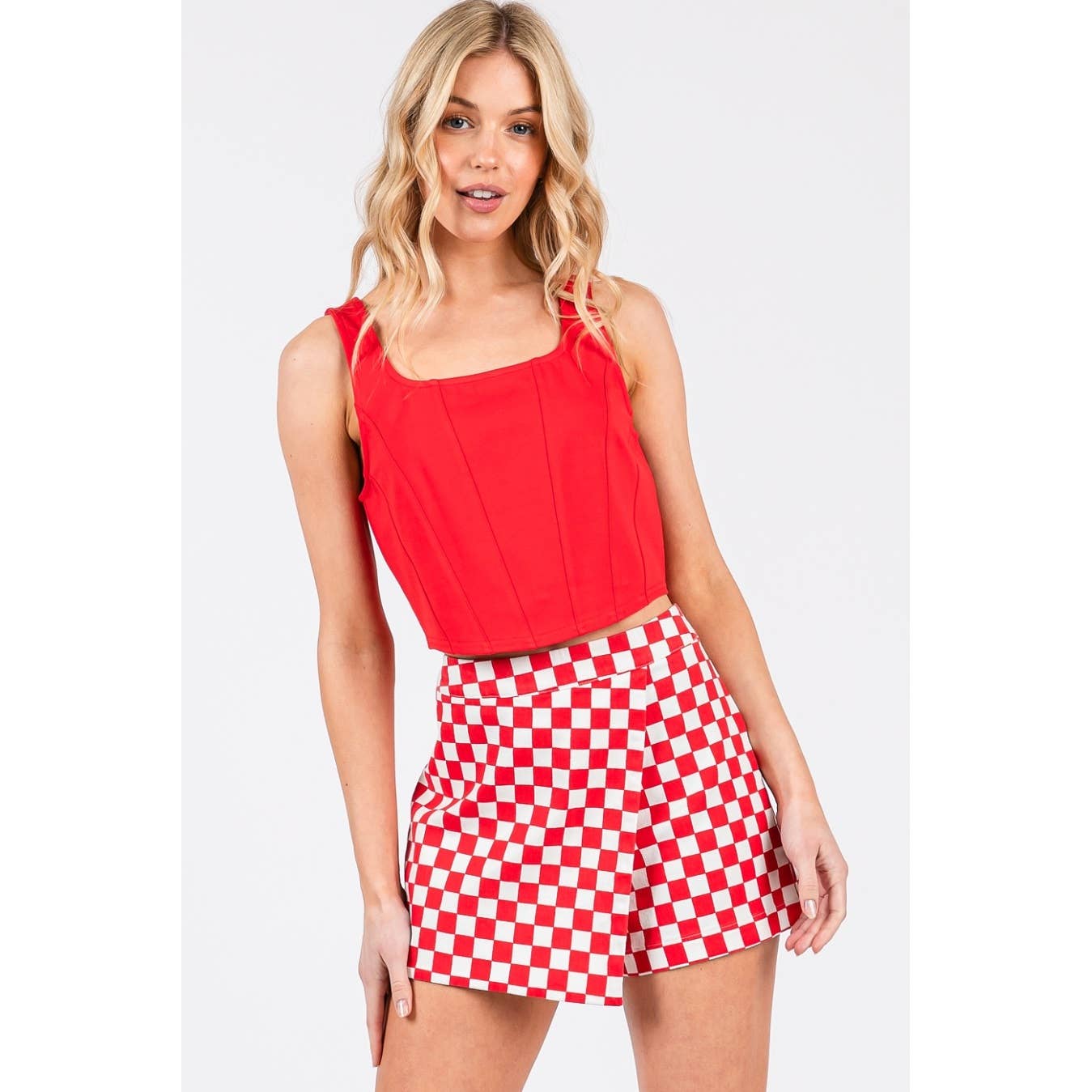 Red CHECKERED SKORT