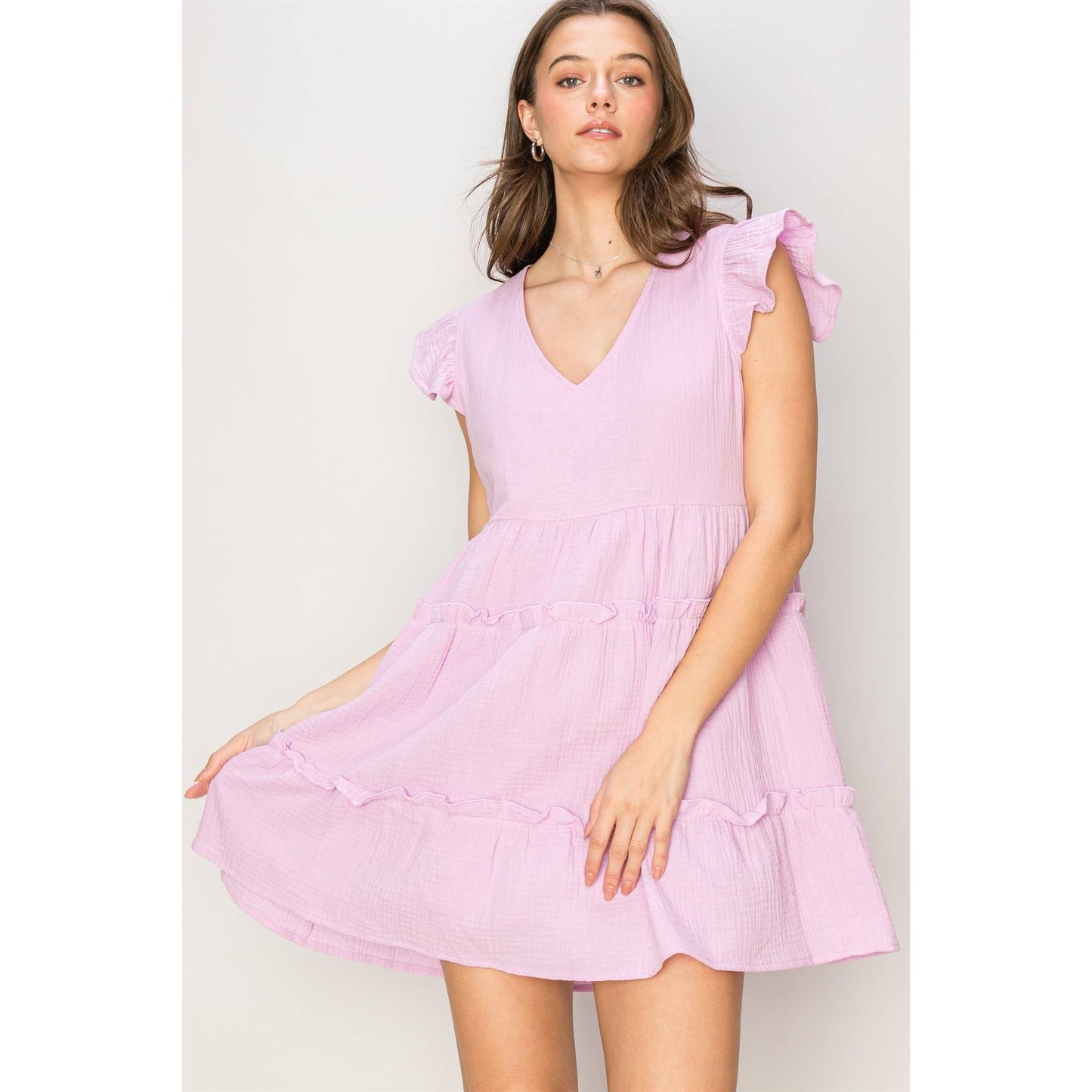 TIERED MINI DRESS LAVENDER