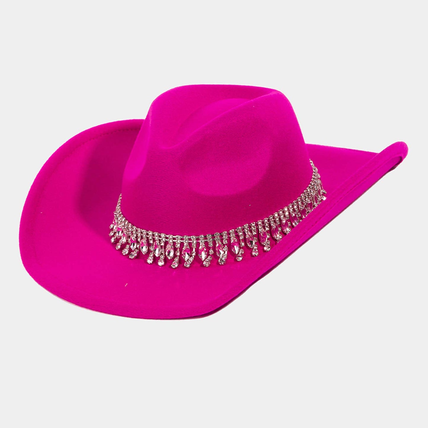 Rhinestone Fringe Chain Cowboy Hat Black