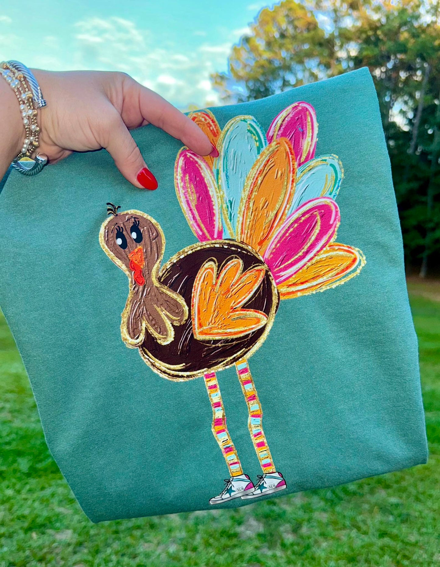 Brushstroke Doodle Turkey Thanksgiving Comfort Colors Graphic Tee
