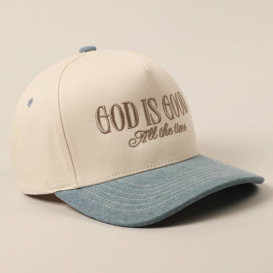 God Is Good All The Time Embroidery Trucker Hat Mint