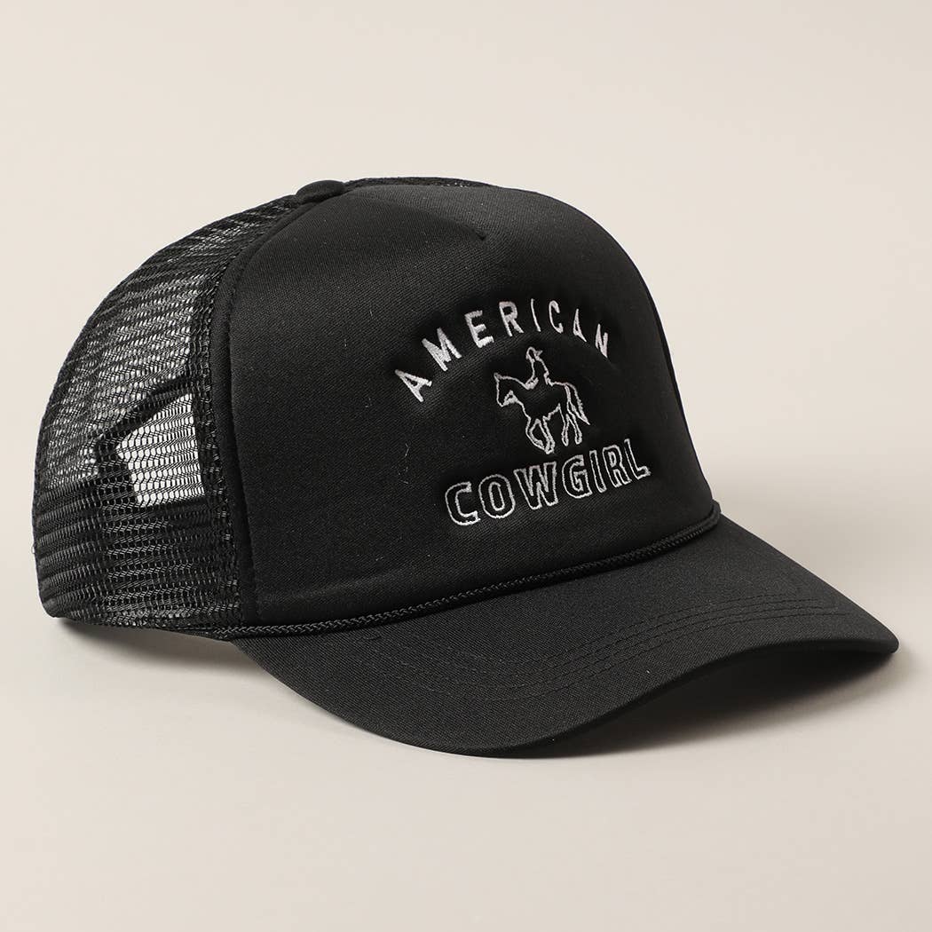 American Cowgirl Embroidery Foam Trucker Hat Red