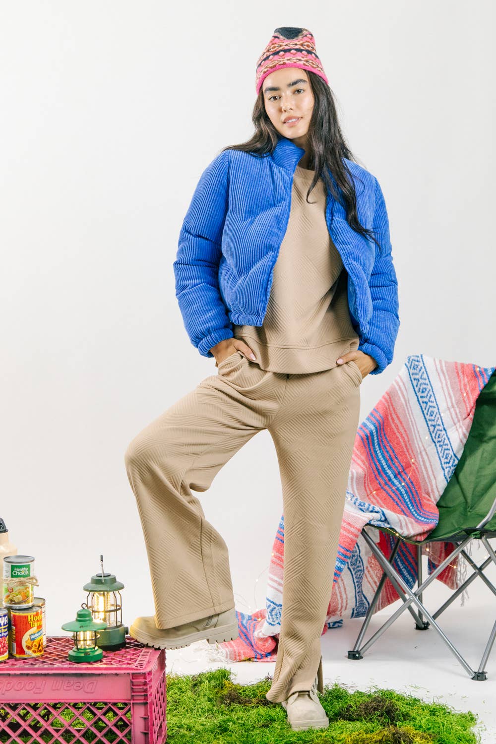 Corduroy Pink Puffer Jacket