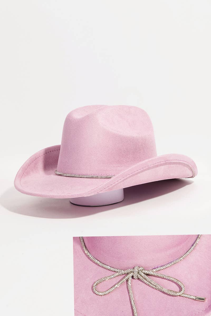 Rhinestone Cord Cowboy Hat Ivory