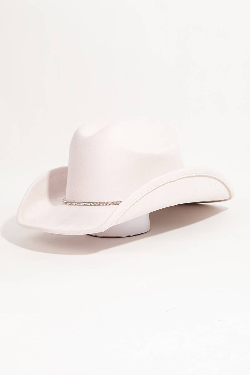 Rhinestone Cord Cowboy Hat Ivory