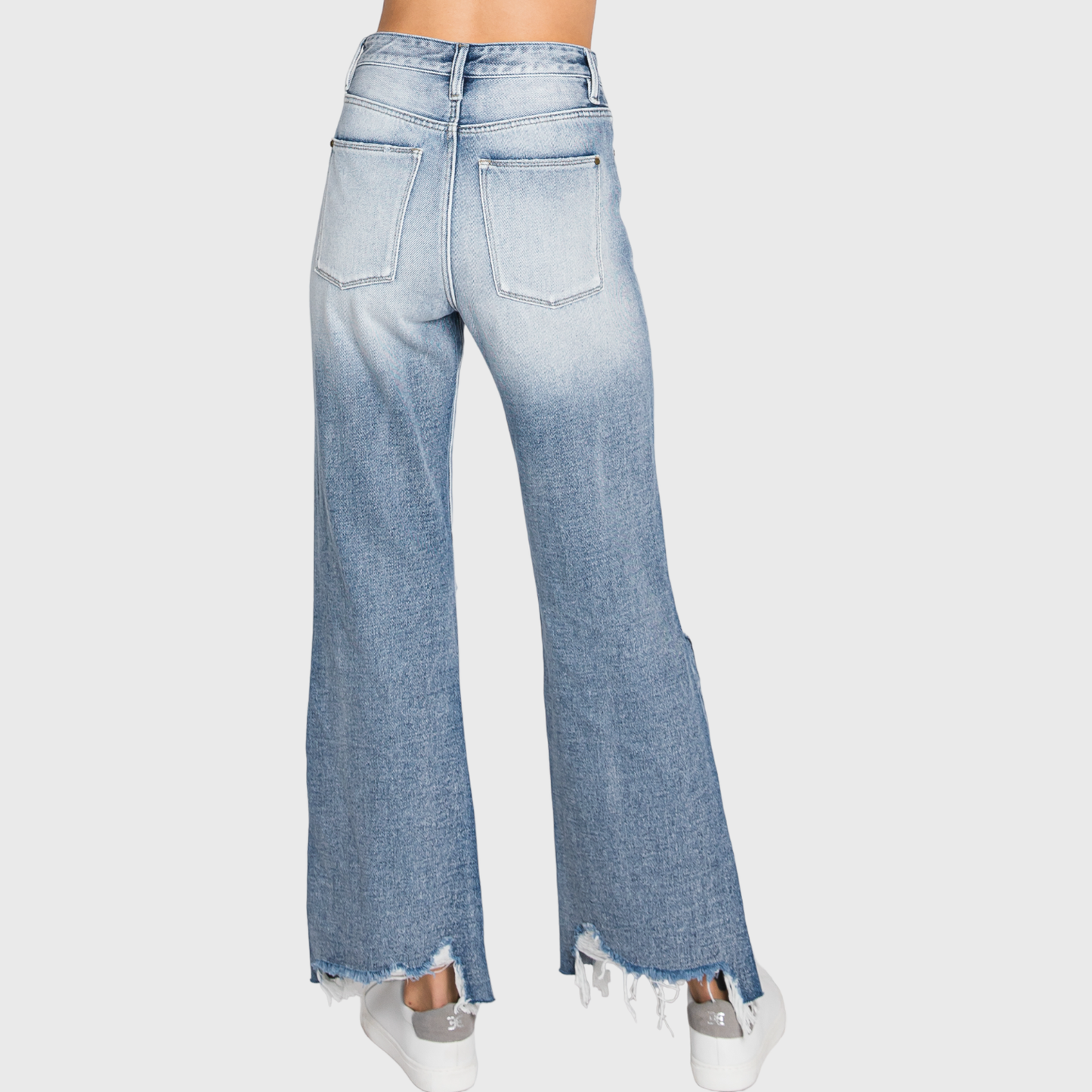 DISTRESSED HIGH RISE CROPPED FLARE