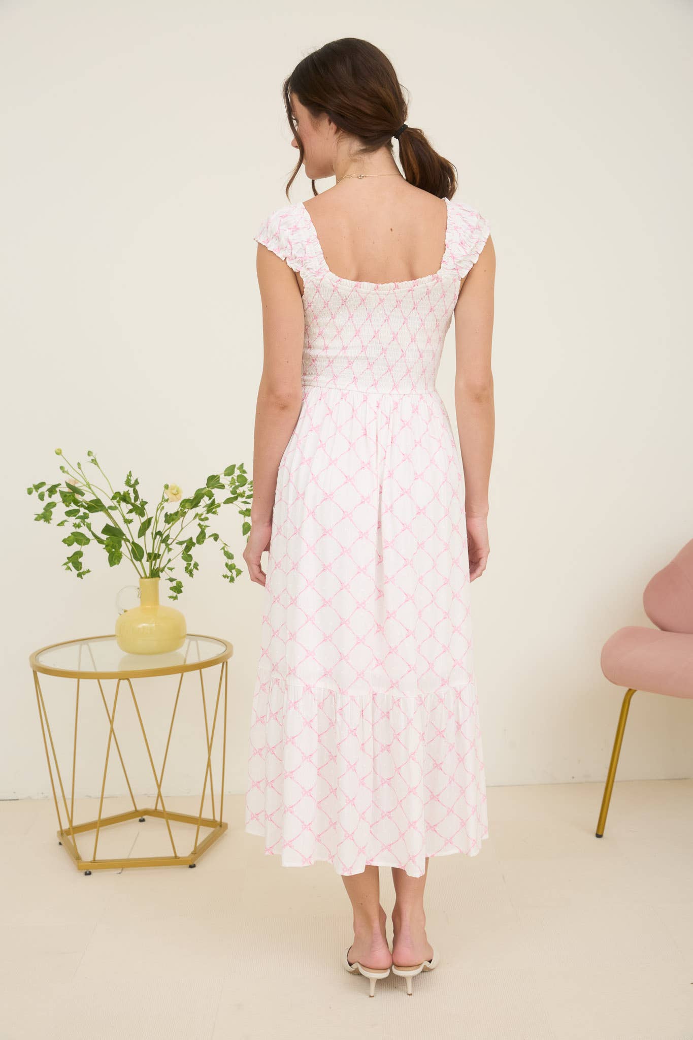 BOW PATTERN DRESS BLUE