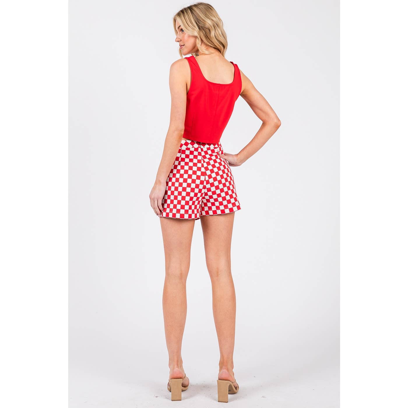 Red CHECKERED SKORT